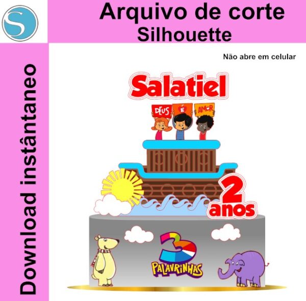 Topo de Bolo 3 Palavrinhas - Arquivo
