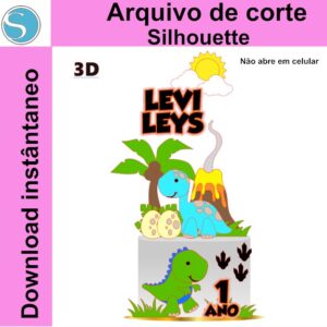 Topo De Bolo Dinossauro 3D - Arquivo